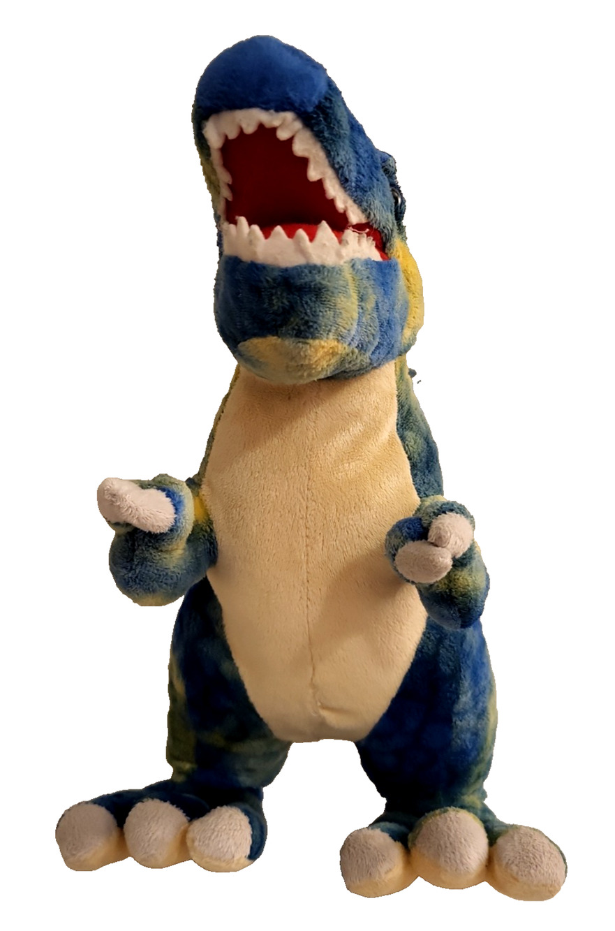 Fiesta T-Rex Dinosaur 19 inch Plush Blue Green Colorful Long Stuffed Animal Toy